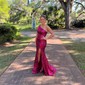 Sheath/Column One Shoulder Sparkly Velvet Sequin Prom Dresses