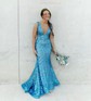 Trumpet/Mermaid V-neck Sequined Sweep Train Prom Dresses