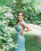 Trumpet/Mermaid V-neck Sequined Sweep Train Prom Dresses