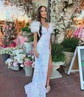 Trumpet/Mermaid Off-the-shoulder Sequined Sweep Train Prom Dresses With Split Front