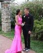 Trumpet/Mermaid Sweep Train Halter Jersey Prom Dresses