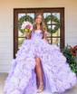 Ball Gown/Princess Off-the-shoulder Tulle Sweep Train Prom Dresses With Ruched