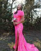 Trumpet/Mermaid Off-the-shoulder Sequined Sweep Train Prom Dresses With Split Front