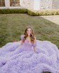 Ball Gown/Princess Off-the-shoulder Tulle Sweep Train Prom Dresses With Beading