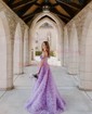 Ball Gown/Princess Off-the-shoulder Tulle Sweep Train Prom Dresses With Beading