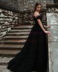 Ball Gown/Princess Off-the-shoulder Tulle Sweep Train Prom Dresses With Beading