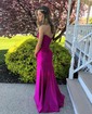 Trumpet/Mermaid Straight Silk-like Satin Sweep Train Prom Dresses With Beading