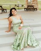 Trumpet/Mermaid One Shoulder Sequined Sweep Train Prom Dresses