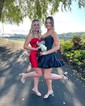 Unique Skater Taffeta Beaded Ruffle Homecoming Dresses