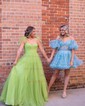 Ball Gown/Princess Sweetheart Tulle Floor-length Prom Dresses With Bow