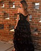 Ball Gown/Princess Off-the-shoulder Tulle Sweep Train Prom Dresses With Tiered