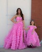 Ball Gown/Princess Sweetheart Tulle Sweep Train Prom Dresses With Tiered