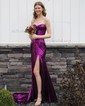 Trumpet/Mermaid Sweetheart Polyester Sweep Train Prom Dresses With Ruched