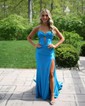 Trumpet/Mermaid Sweetheart Silk-like Satin Sweep Train Prom Dresses With Ruched