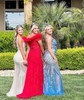 Sheath/Column V-neck Glitter Floor-length Prom Dresses With Split Front