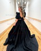 Ball Gown/Princess Off-the-shoulder Satin Sweep Train Prom Dresses With Ruched