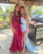 Trumpet/Mermaid Straight Sequined Sweep Train Prom Dresses With Feathers / Fur