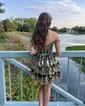 Corset Skater Appliques Tiered Homecoming Dresses