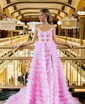 Ball Gown/Princess Sweetheart Tulle Sweep Train Prom Dresses With Tiered