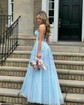 Ball Gown/Princess Sweetheart Lace Tulle Sweep Train Prom Dresses With Appliques Lace