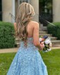 Ball Gown/Princess Sweetheart Lace Tulle Sweep Train Prom Dresses With Appliques Lace