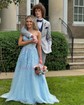 Ball Gown/Princess Sweetheart Lace Tulle Sweep Train Prom Dresses With Appliques Lace