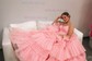 Ball Gown/Princess V-neck Tulle Glitter Sweep Train Prom Dresses With Tiered