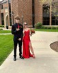 Trumpet/Mermaid V-neck Silk-like Satin Sweep Train Prom Dresses With Split Front