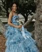 Ball Gown/Princess Halter Tulle Sweep Train Prom Dresses With Tiered