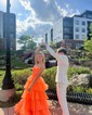 Ball Gown/Princess Halter Tulle Sweep Train Prom Dresses With Tiered