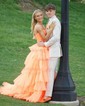 Ball Gown/Princess Halter Tulle Sweep Train Prom Dresses With Tiered