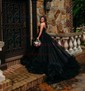 Ball Gown Sweetheart Tulle Court Train Prom Dresses With Pearl Detailing