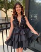 Unique Skater Taffeta Ruffle Tiered Homecoming Dresses