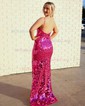 Sheath/Column Floor-length V-neck Sequined Split Front Prom Dresses