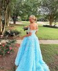 Ball Gown Off-the-shoulder Tulle Floor-length Tiered Prom Dresses