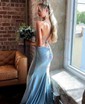 Trumpet/Mermaid V-neck Jersey Sweep Train Prom Dresses With Beading