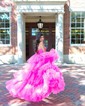 Ball Gown/Princess Sweetheart Lace Tulle Asymmetrical Prom Dresses With Tiered