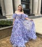 Ball Gown/Princess Off-the-shoulder Tulle Sweep Train Prom Dresses With Sashes / Ribbons