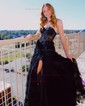 Ball Gown/Princess Sweetheart Chiffon Sweep Train Prom Dresses With Tiered