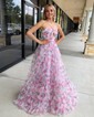 Ball Gown Halter Tulle Sweep Train Prom Dresses With Flower(s)