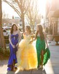 Ball Gown Off-the-shoulder Tulle Sweep Train Prom Dresses With Tiered