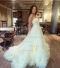 Ball Gown Sweetheart Tulle Court Train Prom Dresses With Pearl Detailing