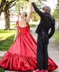 Ball Gown Sweetheart Taffeta Floor-length Prom Dresses With Bow