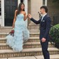 Ball Gown Straight Tulle Sweep Train Prom Dresses With Appliques Lace