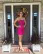 Corset Fuchsia Bodycon Glitter Lace Homecoming Dresses