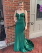 Trumpet/Mermaid V-neck Jersey Sweep Train Prom Dresses With Beading