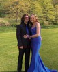 Trumpet/Mermaid V-neck Jersey Sweep Train Prom Dresses With Beading