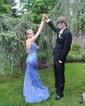 Trumpet/Mermaid Scoop Neck Tulle Sweep Train Prom Dresses With Beading