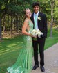 Trumpet/Mermaid V-neck Sequined Sweep Train Prom Dresses