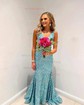 Trumpet/Mermaid V-neck Sequined Sweep Train Prom Dresses